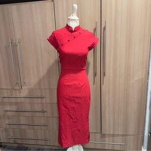 Stop Staring Alicia Estrada Red Midi Dress